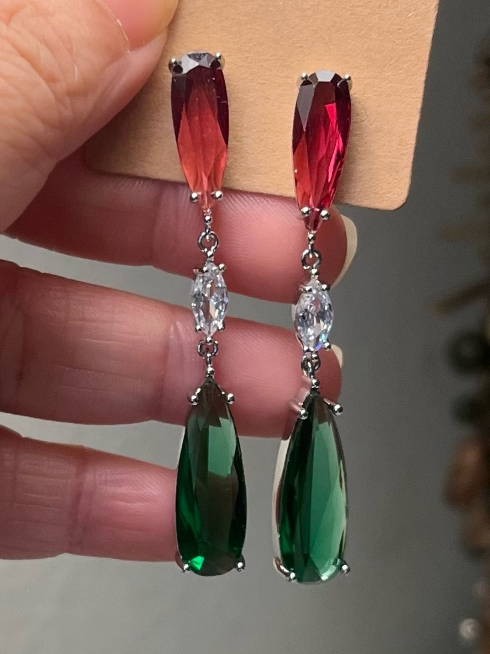 Crystal Teardrop Dangle Earrings